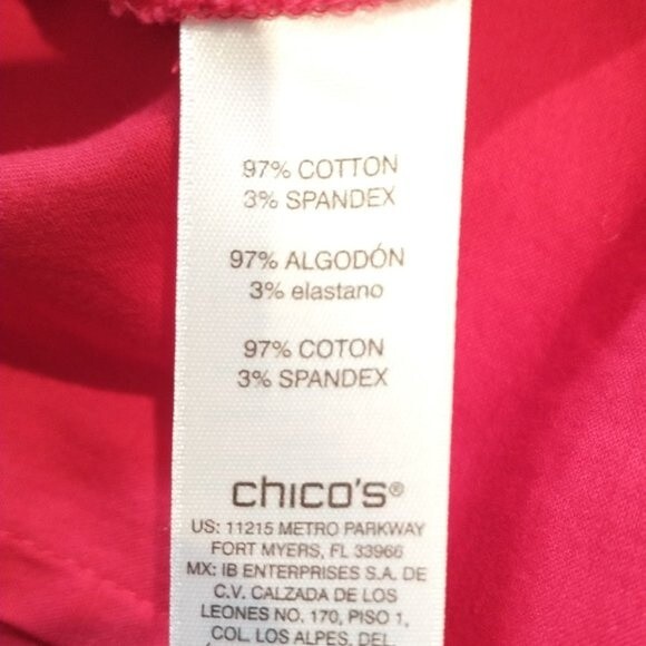 Chico's Size 0/S Red Button Up Shirt Long Sleeve Cotton Spandex Blouse Tunic - Picture 10 of 12